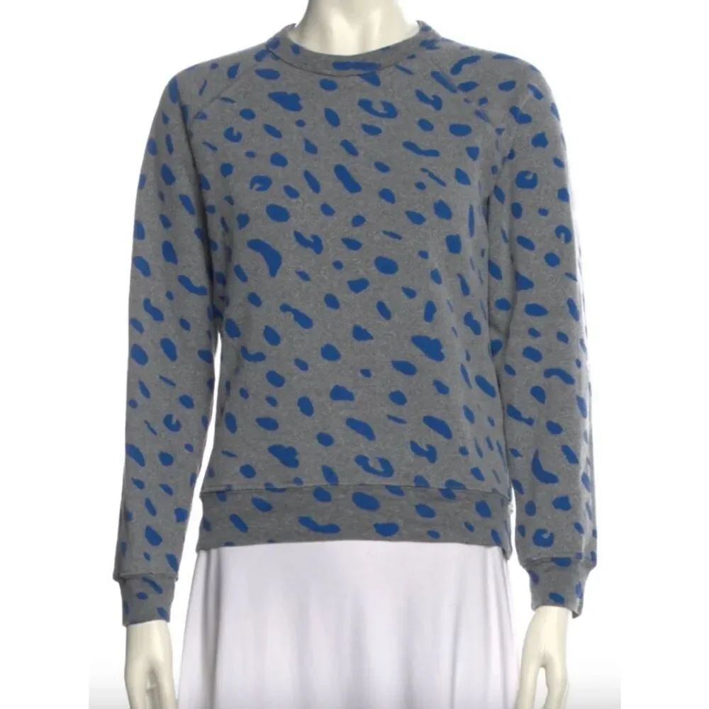 Clare V. Gray & Blue Animal-Print Crewneck Sweater XS